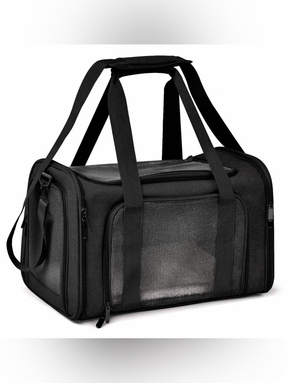 Black Large Portable & Foldable Cat/Pet Carrier with Shoulder Strap  25# Limit